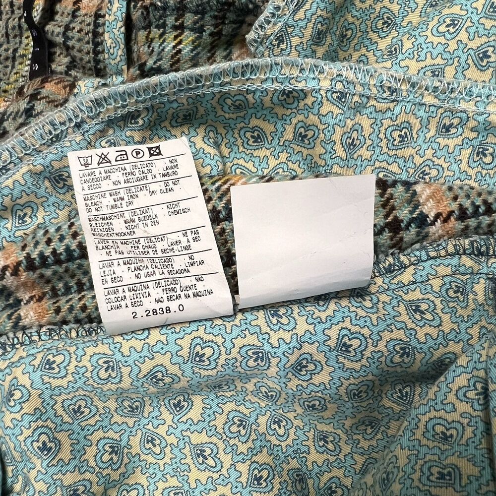 Sisley Womens 42 Small Green Plaid 25 % Wool Blend Cropped Pants Boho Retro Chic - Picture 6 of 16